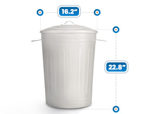Large Storage Capacity 8 in Diameter x 12 in Height Off-White Powder-Coated Steel Trash Can
