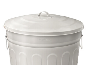 Durable Off-White Powder-Coated Steel Trash Can - Corrosion-Resistant Construction
