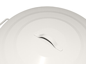 Reinforced Metal Lid on Off-White Powder-Coated Steel Trash Can