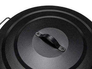 Reinforced Metal Lid on Black Galvanized Steel Trash Can