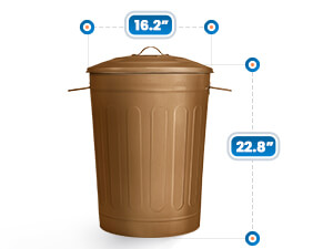 Large Storage Capacity 16.2 in Diameter x 22.8 in Height Copper Galvanized Steel Trash Can