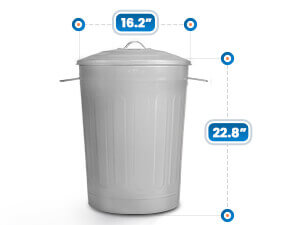 Large Storage Capacity 16.2 in Diameter x 22.8 in Height Gray Galvanized Steel Trash Can