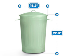 Large Storage Capacity 16.2 in Diameter x 22.8 in Height Green Galvanized Steel Trash Can