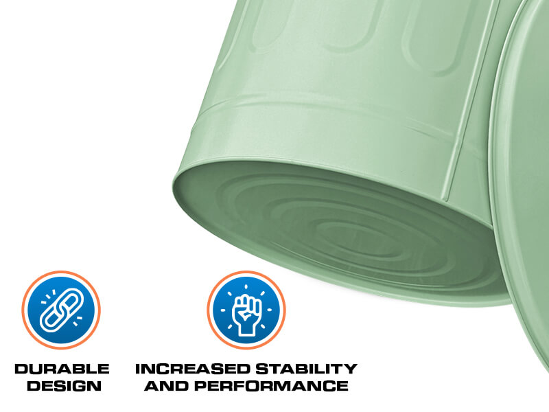 Green Galvanized Steel Trash Can with Manual-Lift Lid