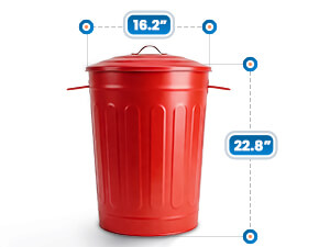 Large Storage Capacity 16.2 in Diameter x 22.8 in Height Red Galvanized Steel Trash Can