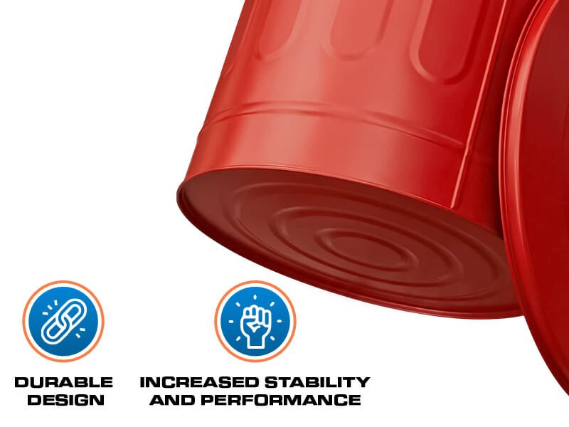 Red Galvanized Steel Trash Can with Manual-Lift Lid