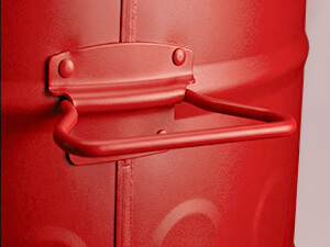 Heavy-Duty Side Handles on Red Galvanized Steel Trash Can