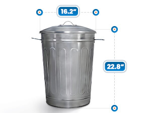 Large Storage Capacity 16.2 in Diameter x 22.8 in Height Silver Galvanized Steel Trash Can