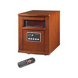 PowerZone Infrared Quartz Wood Cabinet Heater with Remote Control, 12.5 A, 120 V, ECO/1000/1500 W, Cherry