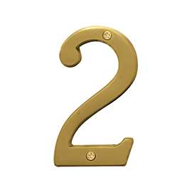 HY-KO Prestige Series BR-43BB/2 House Number, Character: 2, 4 in H Character, Brass Character, Brass