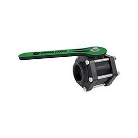 GREEN LEAF V300FP Ball Valve, 3 in Connection, Female NPT, 100 psi Pressure, Manual Actuator, Polypropylene Body