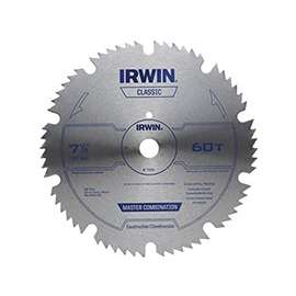 IRWIN 11240 Circular Saw Blade, 7-1/4 in Dia, 5/8 in Arbor, 60-Teeth, Carbon Steel Cutting Edge