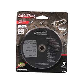 GatorBlade 9426 Cut-Off Wheel, 4 in Dia, 1/16 in Thick, 3/8 in Arbor, Aluminum Oxide Abrasive