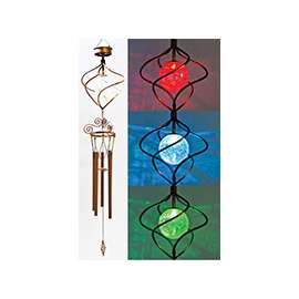Harvest Light 830-1317 Spiral Spinner Solar Wind Chime, AA Nickel-Cadmium Battery, Blue/Green/Red