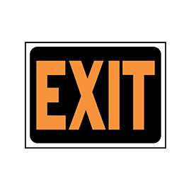 HY-KO Hy-Glo Series 3003 Identification Sign, Exit, Fluorescent Orange Legend, Plastic, 12 in W x 8-1/2 in H Dimensions