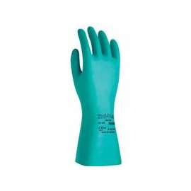 Solvex Nitrile Gloves, Gauntlet Cuff, Unlined, 15 mil, Size 11, Green