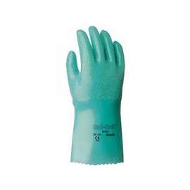 Sol-Knit Nitrile Gloves, Gauntlet Cuff, Interlock Knit Cotton Lined, Size 9, GN