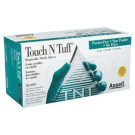 Touch N Tuff Disposable Gloves, Powder Free, Nitrile, 4 mil, 8.5 - 9, Green