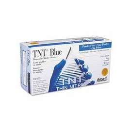 TNT Blue Disposable Gloves, Powder Free, Nitrile, 5 mil, X-Large, Blue