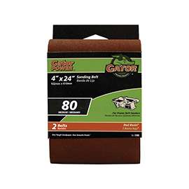 Gator 3186 Sanding Belt, 4 in W, 24 in L, 80 Grit, Medium, Aluminum Oxide Abrasive