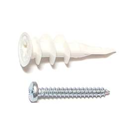 MIDWEST FASTENER 10421 Wall Anchor with Screw, #8 Thread, 1-1/4 in L, Plastic