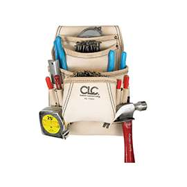 CLC Tool Works Series 179354 Carpenter's Nail/Tool Bag, 20 in W, 20-1/2 in H, 10-Pocket, Leather, White