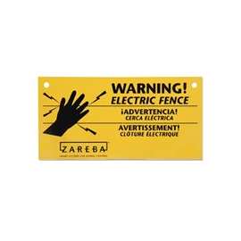Zareba WS3 Electric Fencing Warning Sign, Black Legend, Yellow Background, Polypropylene, 8 in L, 4 in W