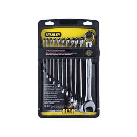 STANLEY 94-385W Wrench Set, 11-Piece, Steel, Polished Chrome, Specifications: SAE Measurement