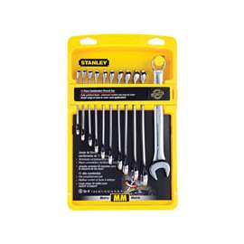 STANLEY 94-386W Wrench Set, 11-Piece, Steel, Polished Chrome, Metric Measurement