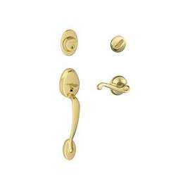 Schlage Plymouth Series F60V PLY/ACC 505 Handleset, 1 Grade, Keyed Different Key, Solid Brass, Brass, C Keyway
