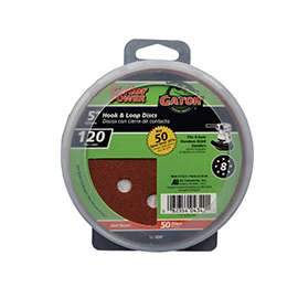 Gator 4342 Sanding Disc, 5 in Dia, 120 Grit, Fine, Aluminum Oxide Abrasive, Vented