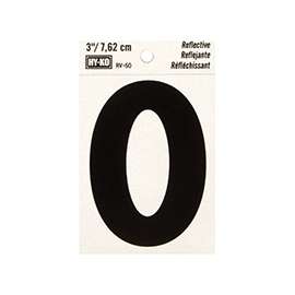 HY-KO RV-50/O Reflective Letter, Character: O, 3 in H Character, Black Character, Silver Background, Vinyl