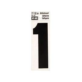 HY-KO RV-50/1 Reflective Sign, Character: 1, 3 in H Character, Black Character, Silver Background, Vinyl