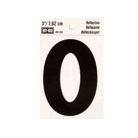 HY-KO RV-50/0 Reflective Sign, Character: 0, 3 in H Character, Black Character, Silver Background, Vinyl