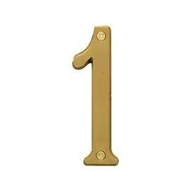 HY-KO Prestige Series BR-43BB/1 House Number, Character: 1, 4 in H Character, Brass Character, Brass