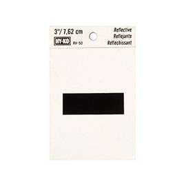 HY-KO RV-50/- Reflective Sign, Character:-, 3 in H Character, Black Character, Silver Background, Vinyl
