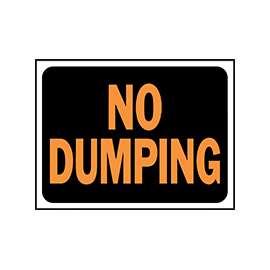 HY-KO Hy-Glo Series 3027 Identification Sign, Rectangular, NO DUMPING, Fluorescent Orange Legend, Black Background