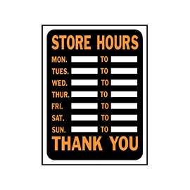 HY-KO Hy-Glo Series 3030 Identification Sign, Rectangular, STORE HOURS, Fluorescent Orange Legend, Black Background