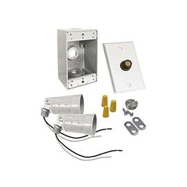 HUBBELL 5883-6 Flood Light Kit, Dusk-to-Dawn, Metal, White, For: 2-Lampholders, Box, Cover and Photocell