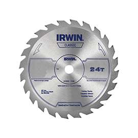 IRWIN 15070 Circular Saw Blade, 10 in Dia, 5/8 in Arbor, 24-Teeth, Carbide Cutting Edge