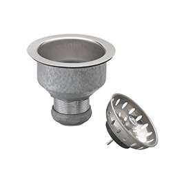 Plumb Pak PP5412 Basket Strainer with Fixed Cup Lock, Stainless Steel, For: 3-1/2 in Dia Opening Cast Iron Kitchen Sink