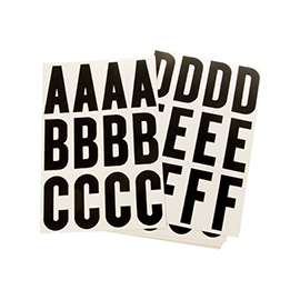 HY-KO MM-144-B Packaged Number and Letter Set, 3 in H Character, Black Character, White Background, Vinyl