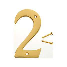 HY-KO BR-90/2 House Number, Character 2, 2-1/2 in W x 4 in H Character, Brass Character