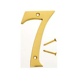 HY-KO BR-90/7 House Number, Character: 7, 4 in H Character, 2-1/2 in W Character, Brass Character, Brass