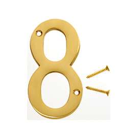 HY-KO BR-90/8 House Number, Character 8, 2-1/2 in W x 4 in H Character, Brass Character