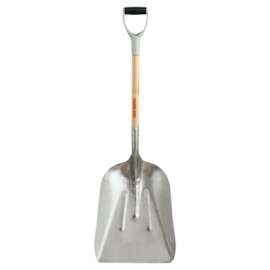 Aluminum Scoops, 20 in X 15 3/4in  Blade, 27 in White Ash Cushion D-Grip Handle