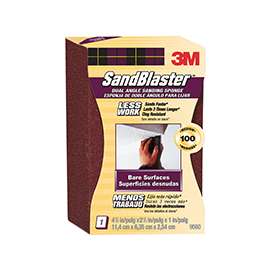 3M SandBlaster 9560 Sanding Sponge, 4-1/2 in L, 2-1/2 in W, 100 Grit, Medium, Aluminum Oxide Abrasive