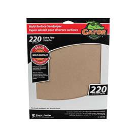 Gator 4443-012 Sanding Sheet, 9 in L, 11 in W, 220 Grit, Extra Fine, Aluminum Oxide Abrasive