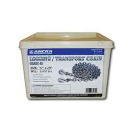 ANCRA 49958-38-20-SP Transport Chain Assembly with Clevis Hook, 3/8 in, 20 ft L, 5400 lb Working Load, 43 Grade