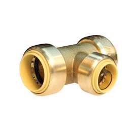 B & K ProLine Series 632-443 Reducing Pipe Tee, 3/4 x 3/4 x 1/2 in, Push-Fit, Brass